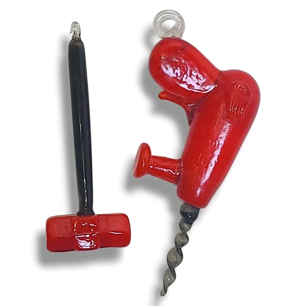 Hand Blown Glass‎ Christmas Ornaments Drill & Hammer Dad Tools